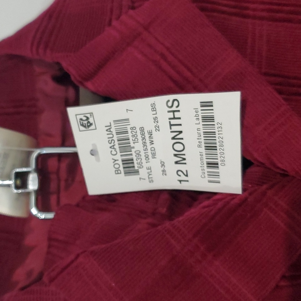Cordury Color Red Wine 12 months boys casual